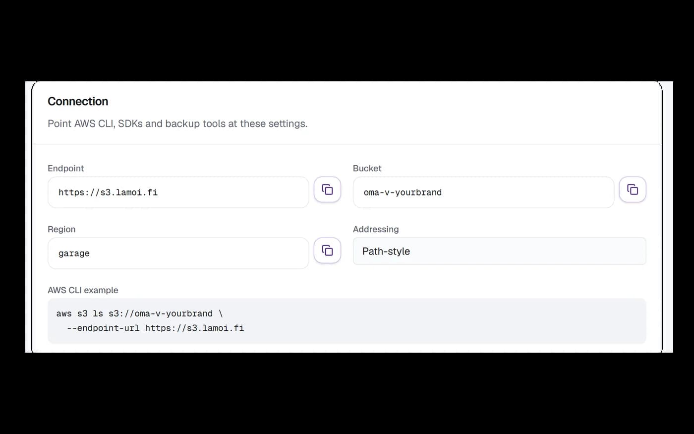 Backup API connection
